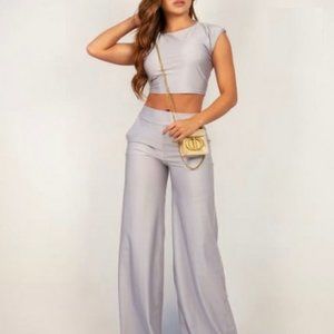 Women's Set Pant & Top Size M Gray